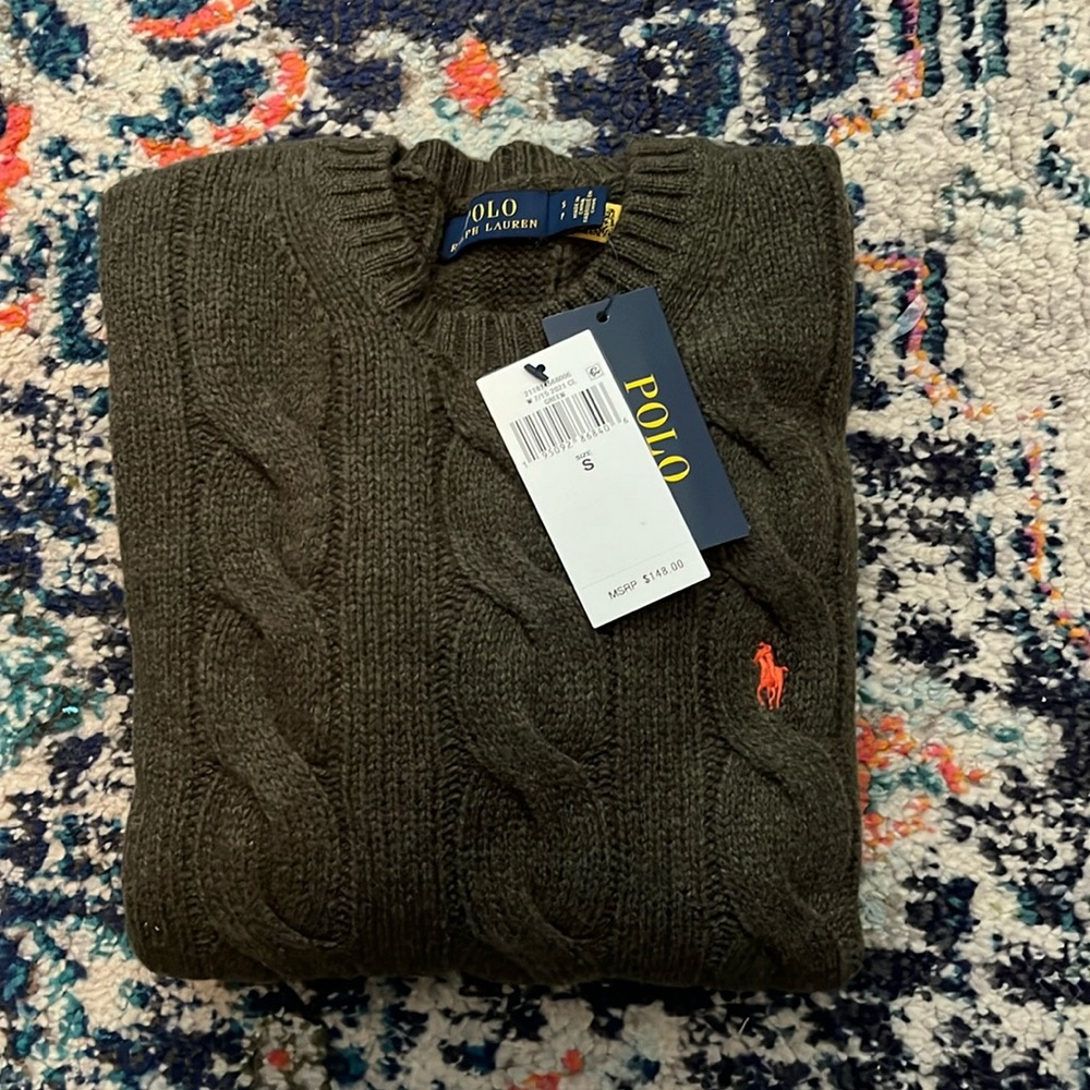 NWT Polo Ralph Lauren Cable Sweater Wool Cashmere Sweater Size Small